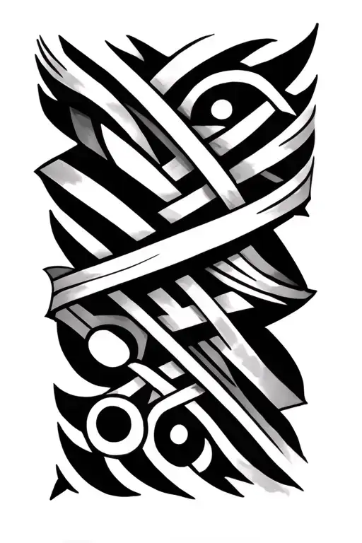 Tribal Lines Wrap Around Forearm Sleeve Intersecting Lines And Circles And Triangles
