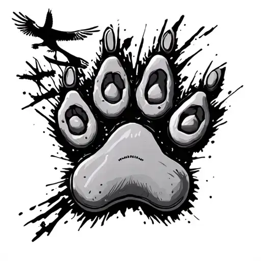 Dog Paw Print And F16 Flying