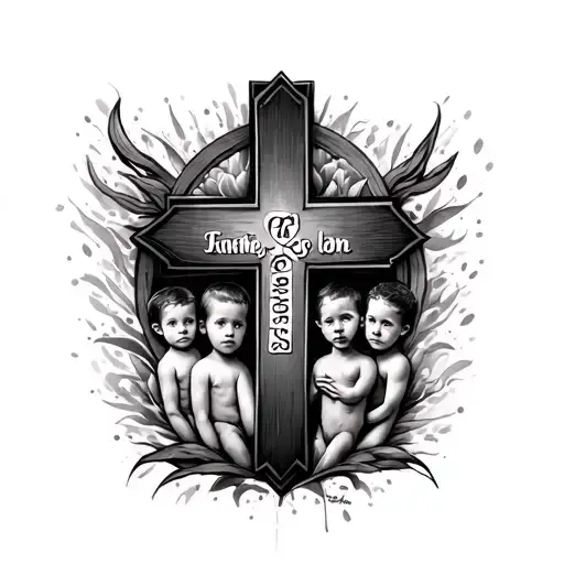 A Cross With My 4 Kids Names And My Fathers Shoulders