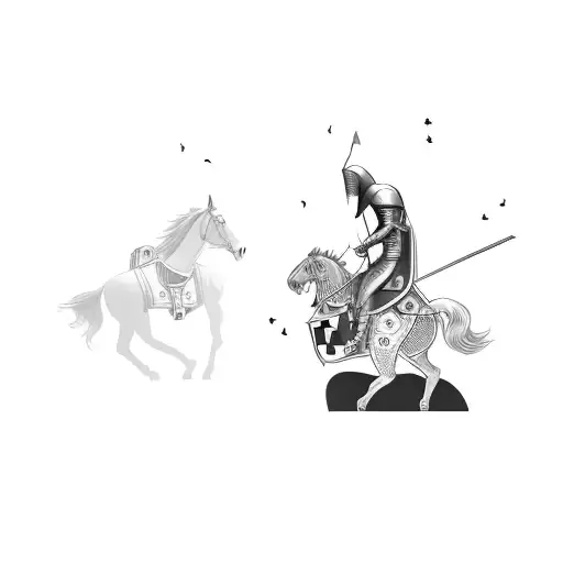 A Knight Riding A Horse On A Chess Board