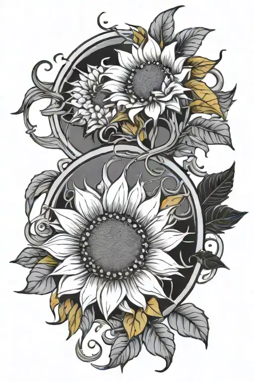 Halloween Scene With Sun Flowers Intertwined