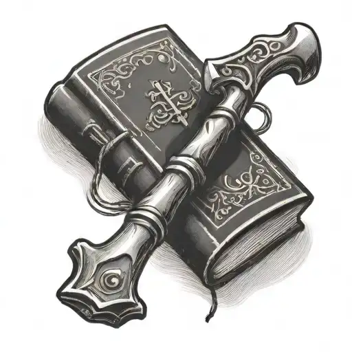 Open Bible With A Hammer