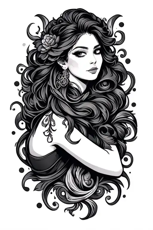 Hiracheta In Cursive With Designs On Arm Sleeve