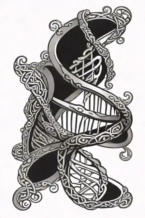 Dna Strand Intertwined With Gaelic Design Featuring
