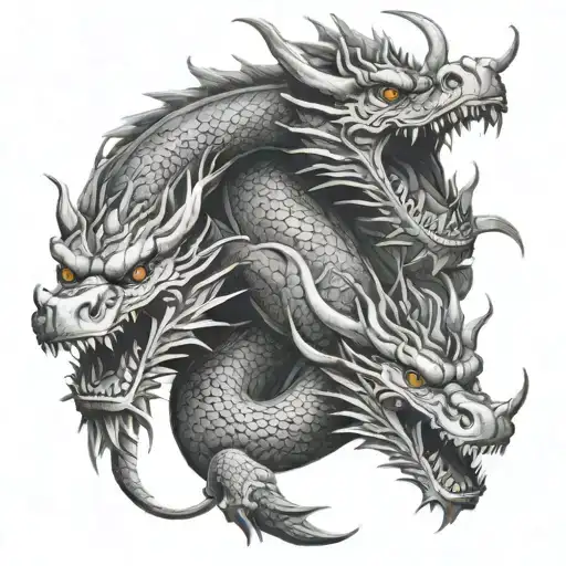 Three Headed Black Dragon Realistic