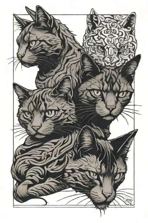 Blackwork Two Headed Cat
