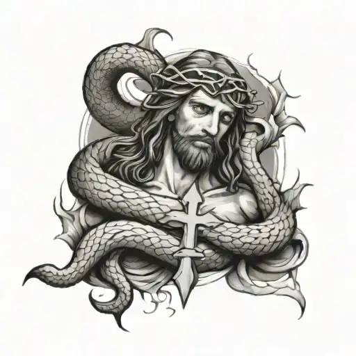 Jesus Cross And Snake Wrapped