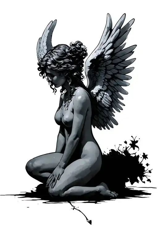 Angel On Knees Tied Wings In