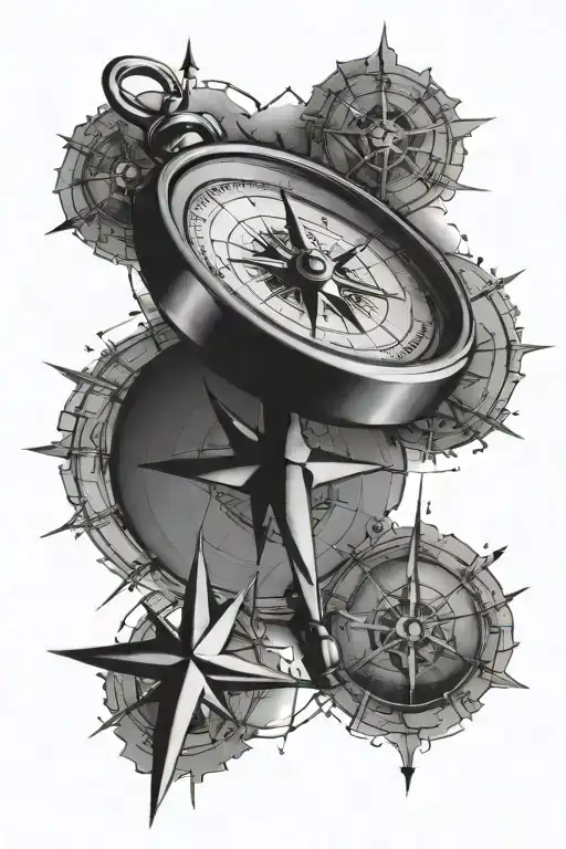 Nautical Compass And Map
