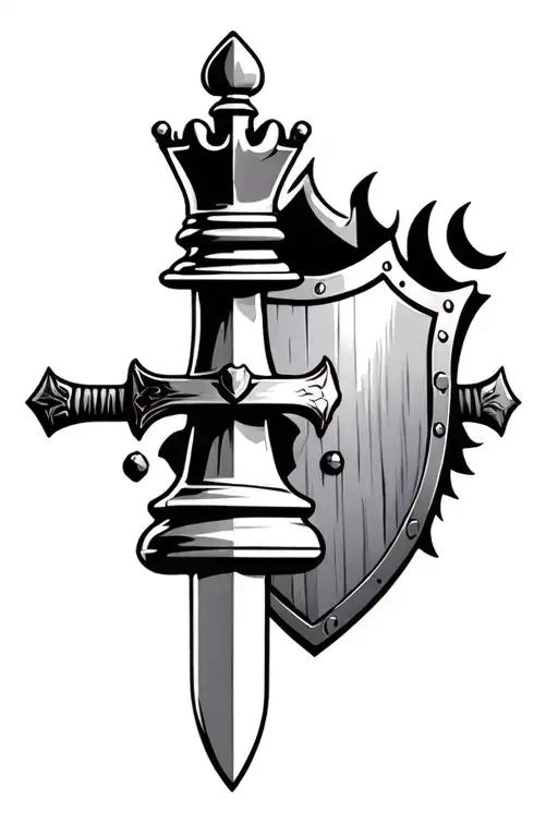 King Chess Piece With Sword And Shield
