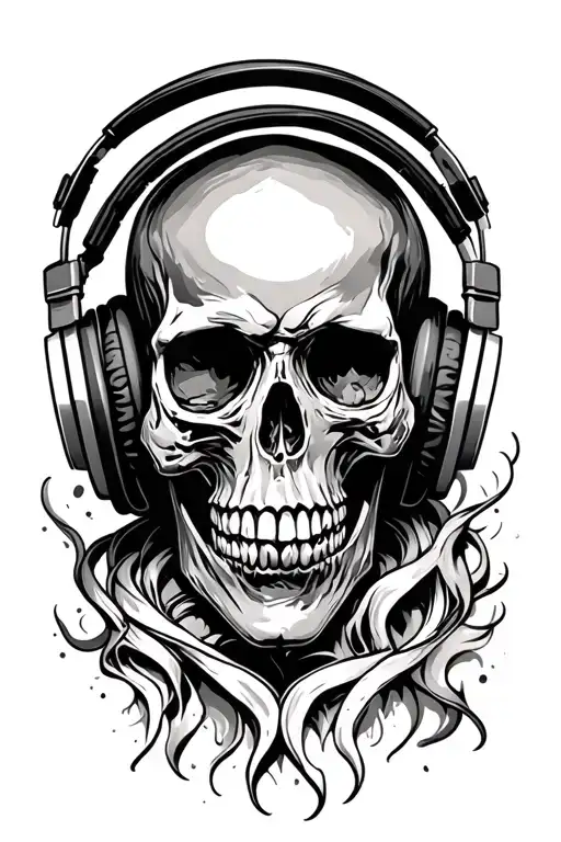 Skull Wearing Headphones