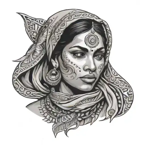 Indian Woman With Headscarf