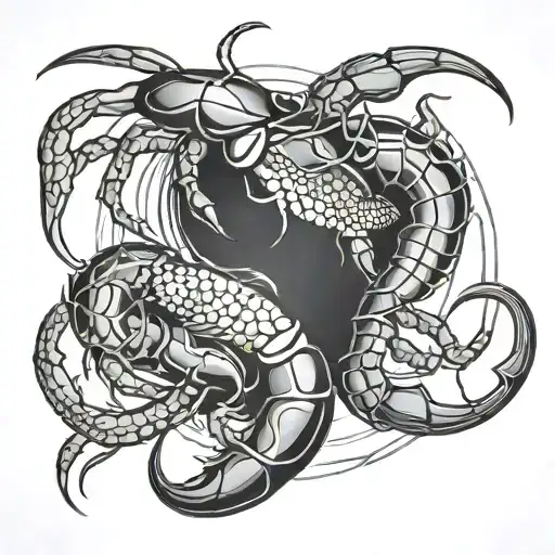 Crayfish In The Form Of Yin Yang Symbol Formed