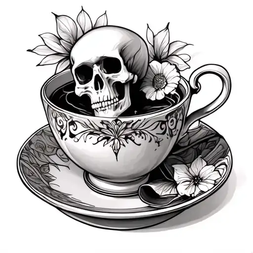 Teacup With Skeleton Sitting Inside