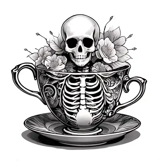 Teacup With Full Skeleton Sitting Inside