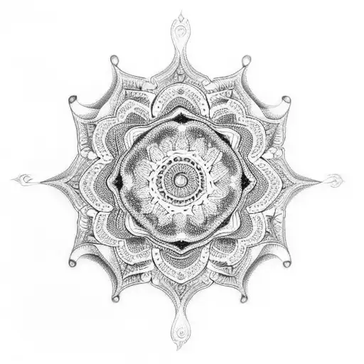 An Intricate Mandala Design Made Out Of Coffee Beans And Coffee Cups