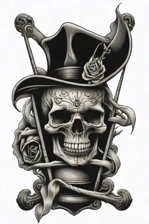 Skull Inside Hour Glass With Sand