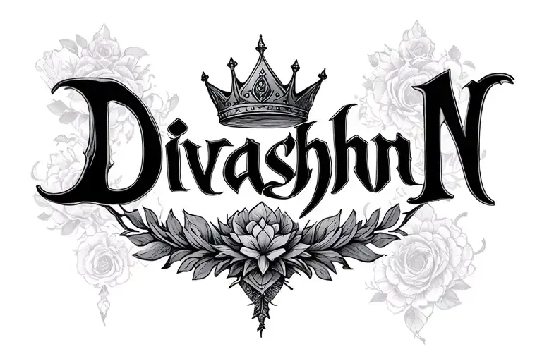 The Word Divashan With A Crown Surrounded