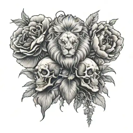 Skulls Lion Poppy Flower