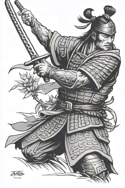 Samurai Warrior Holding Sword
