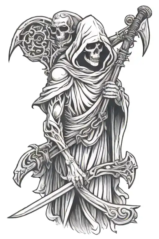 Grim Reaper Holding A Scythe