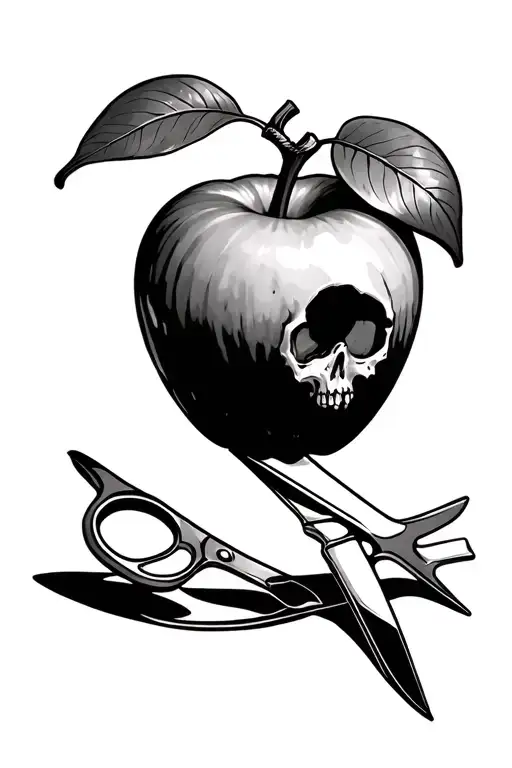 Poison Apple Connected To Fate Line With Scissors