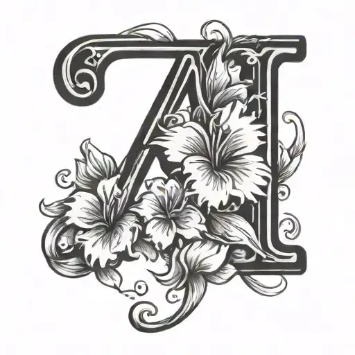 Script Letter M With Flowers Blooming