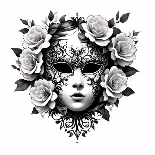 Gothic Mask With Roses And Cherry Blossoms