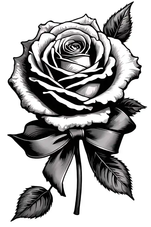 Dainty Rose With Bow Tied