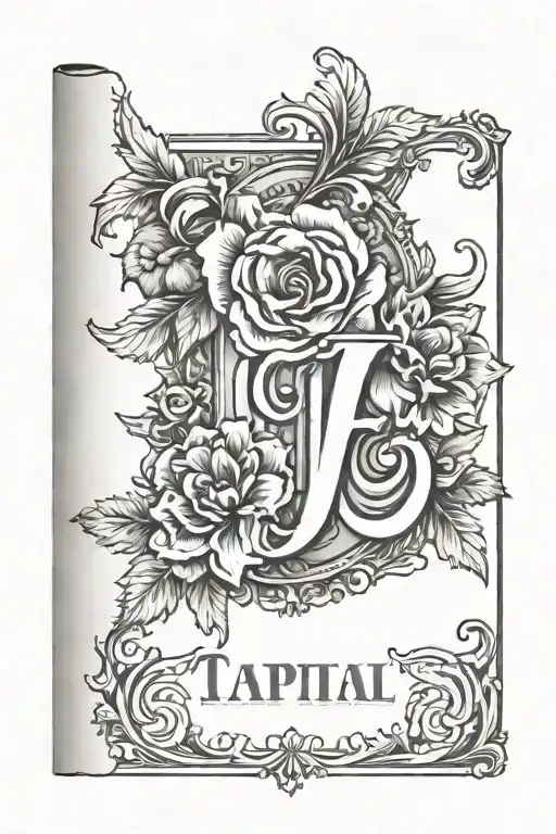 Capital Letter T With Floral Frame Book