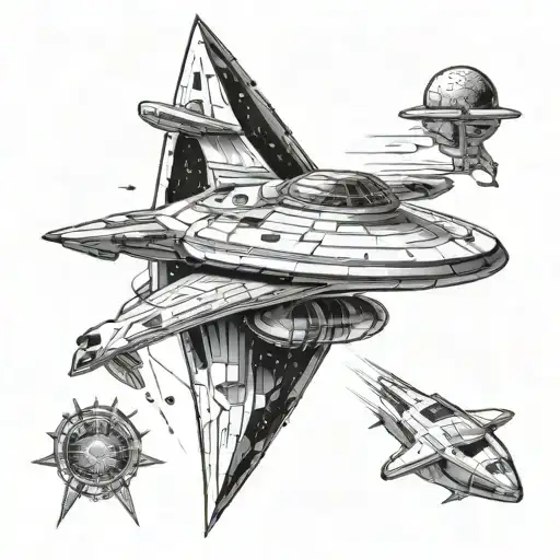 Star Trek Spaceship Surrounded