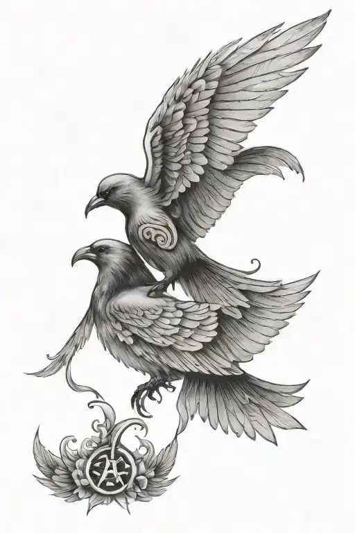 Letter A And Flight And Phenoix Rising Bird