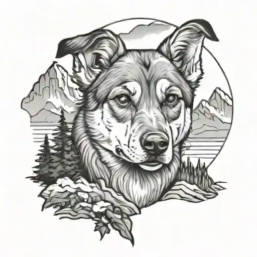 Portrait Of A Dog Hidden As A Mountain Landscape