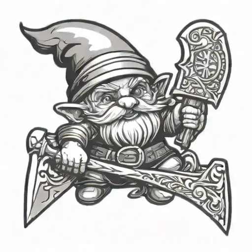Little Gnome With Knife In Comic Art