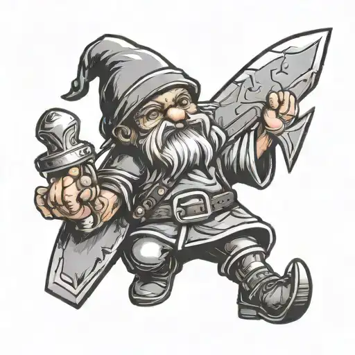 Little Evil Gnome With Knife In Comic Art