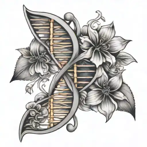 Dna Double Helix With Flower