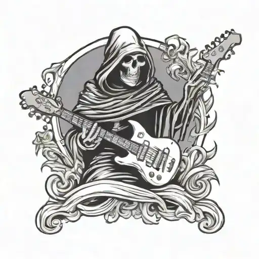Grim Reaper Playing E Guitar