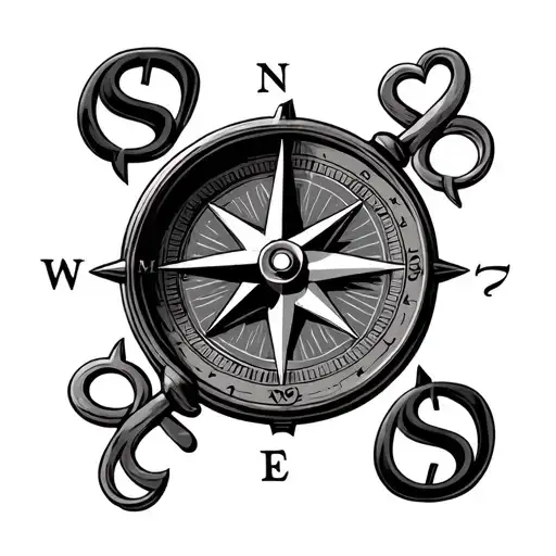 Compass But With Money Symbols And Hearts Instead Of Letters To Show Direction