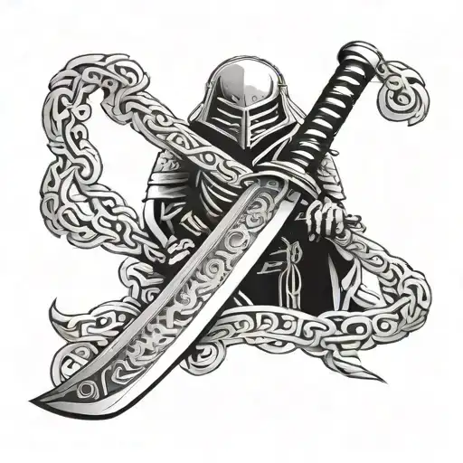 Katana With Hieroglyphs Incorporated Within