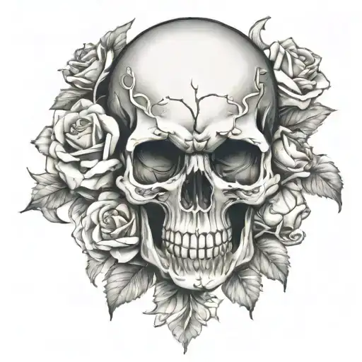 Skull And Flowers