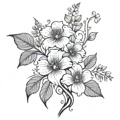 Plant Vine With Little And Simple Flowers Going From The Shoulder To Around The Arm