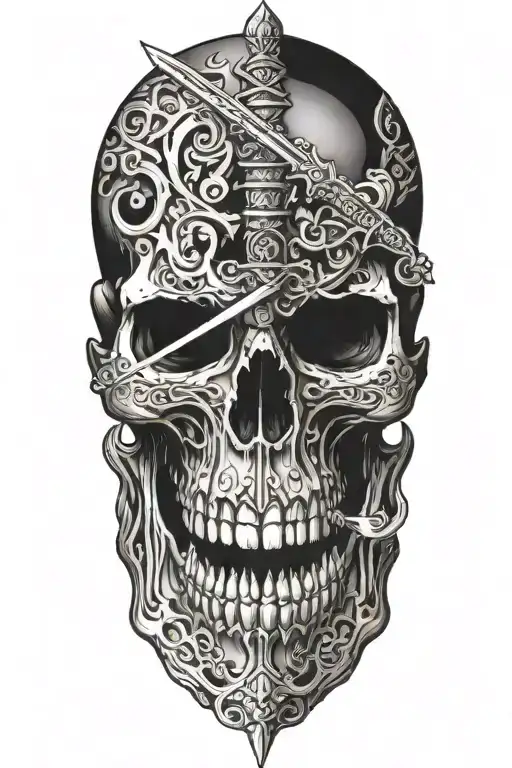 Sword Through Top Of Skull