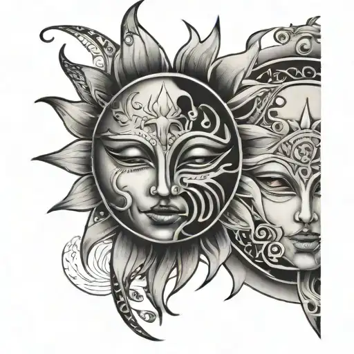 Sun And Moon With Mask