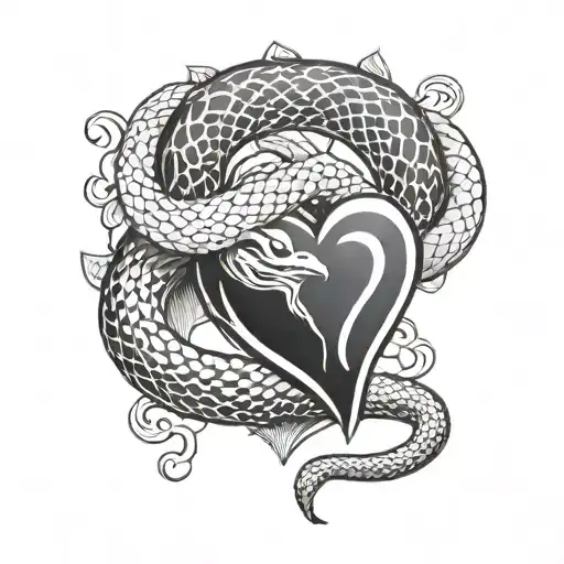 Heart And Snake Around The Heart