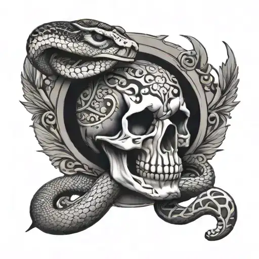 Snake And Skull Surrounded