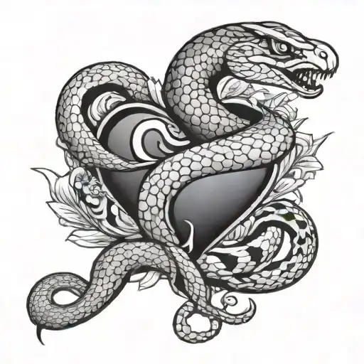 Snake Around A Heart That Bites The Heart