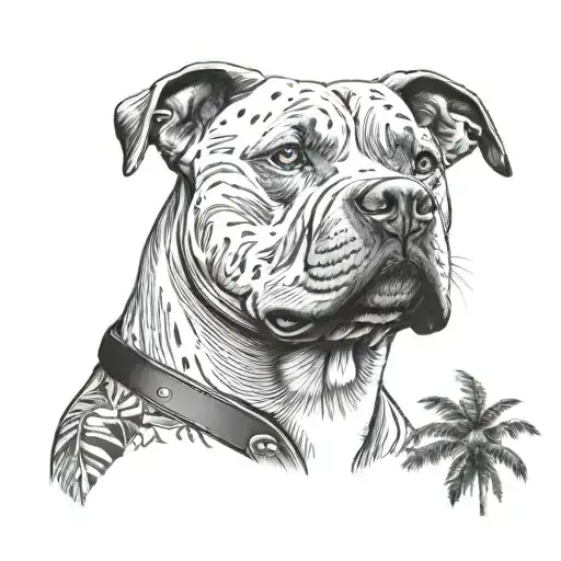 A Pitbull And Guy In Jungle