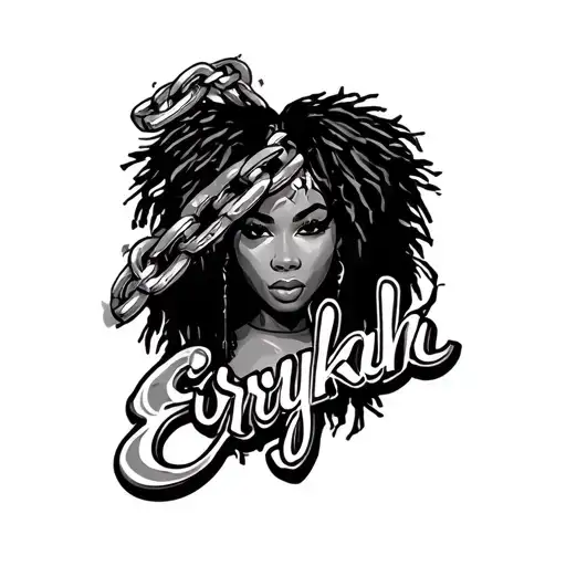 Erykah Name Tattoo With Broken Chain Link