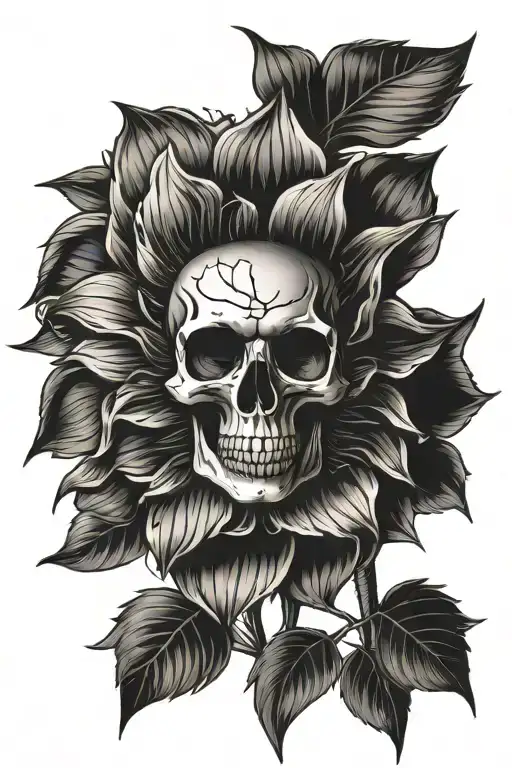 Dead Sunflower With Skull As The Center