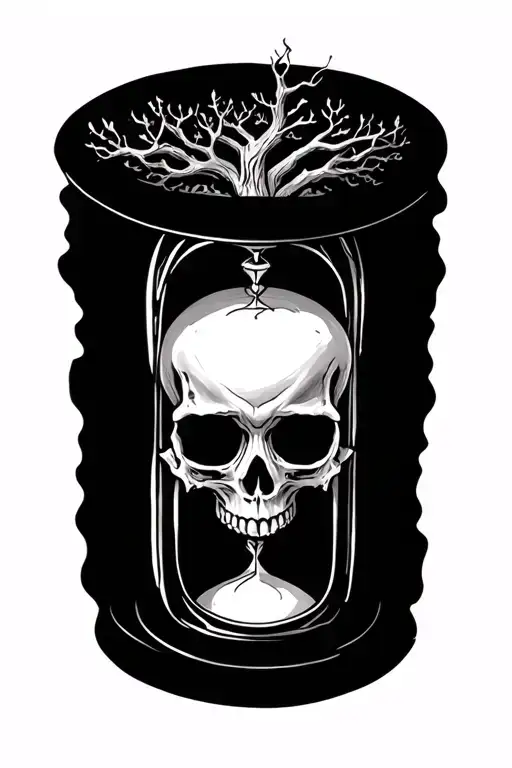 Momento Mori Hourglass Tree Skull
